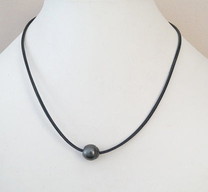 Collier en perle de Tahiti fermoir agate noire - Swann