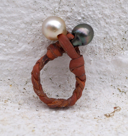 Bague duo de perle de Tahiti et Australienne - Eden