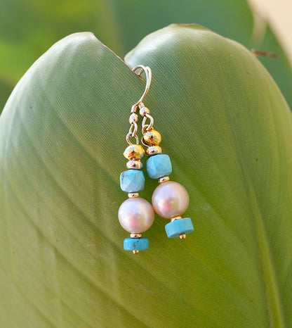 Boucles d'oreilles perle dorée australienne - Selva