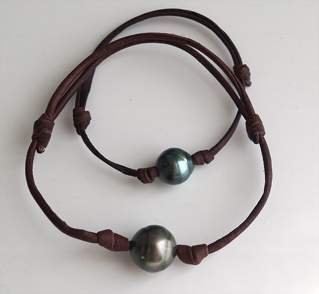 Tahitian Pearl Bracelet - Adjustable Leather - Selha