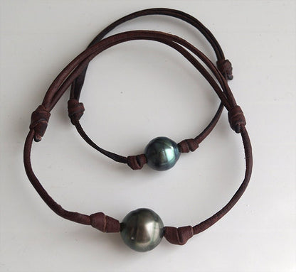 Tahitian Pearl Bracelet - Adjustable Leather - Selha