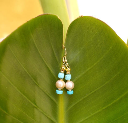 Boucles d'oreilles perle dorée australienne - Selva
