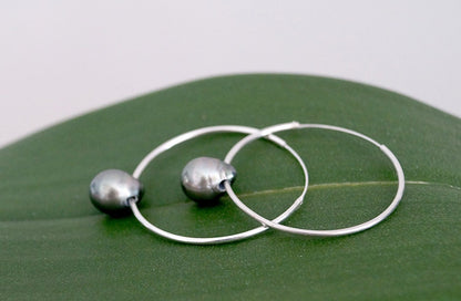 Boucles d'oreilles créoles avec perle de Tahiti créoles - Ode