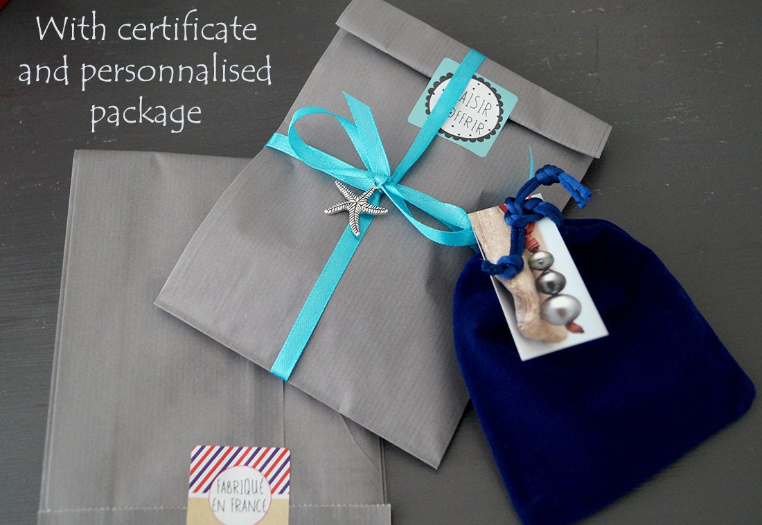 Bracelet de cheville perle de Tahiti, charms peace & love et fermoir turquoise - Gaia