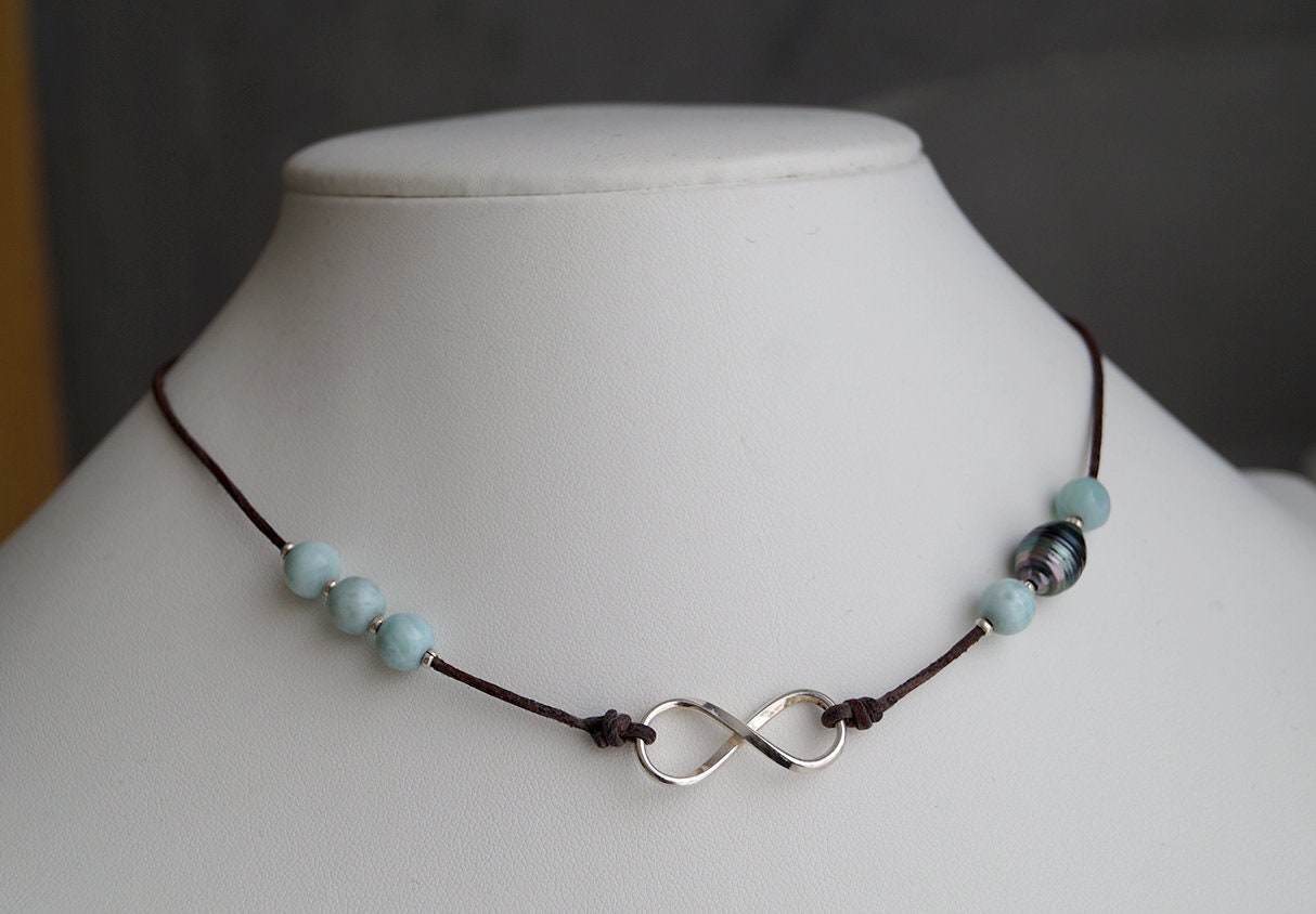 Tahitian Pearl Necklace - Larimar Choker - Anya