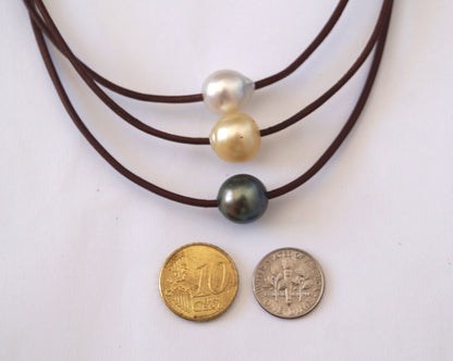 Collier trois rangs avec dégradé de perles de Tahiti et Australiennes - Kelly