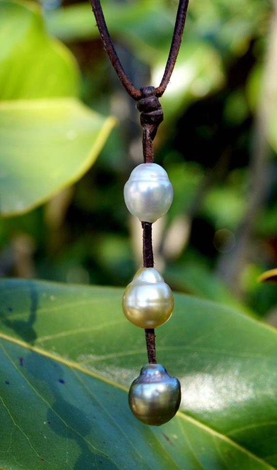 Collier dégradé de perles de Tahiti et Australiennes - Wanda