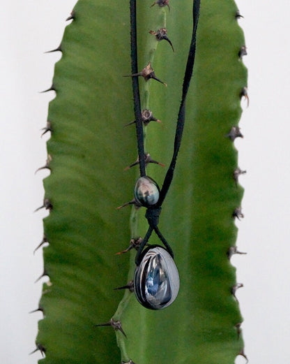 Collier pendentif hématite et perle de Tahiti - Noah