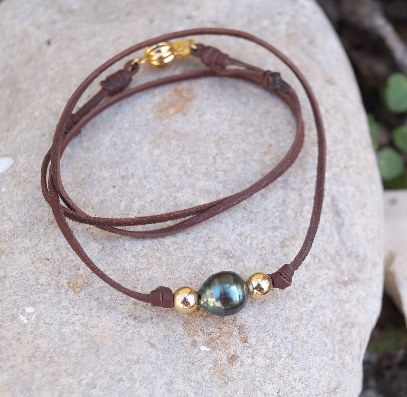 Collier perle de Tahiti avec fermoir or 14k - Iris