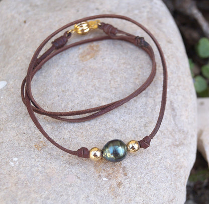 Collier perle de Tahiti avec fermoir or 14k - Iris