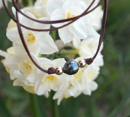 Collier perle de Tahiti avec fermoir or 14k - Iris