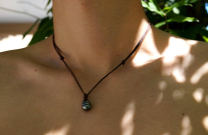 Collier coulissant avec pendentif en perle de Tahiti - Anto