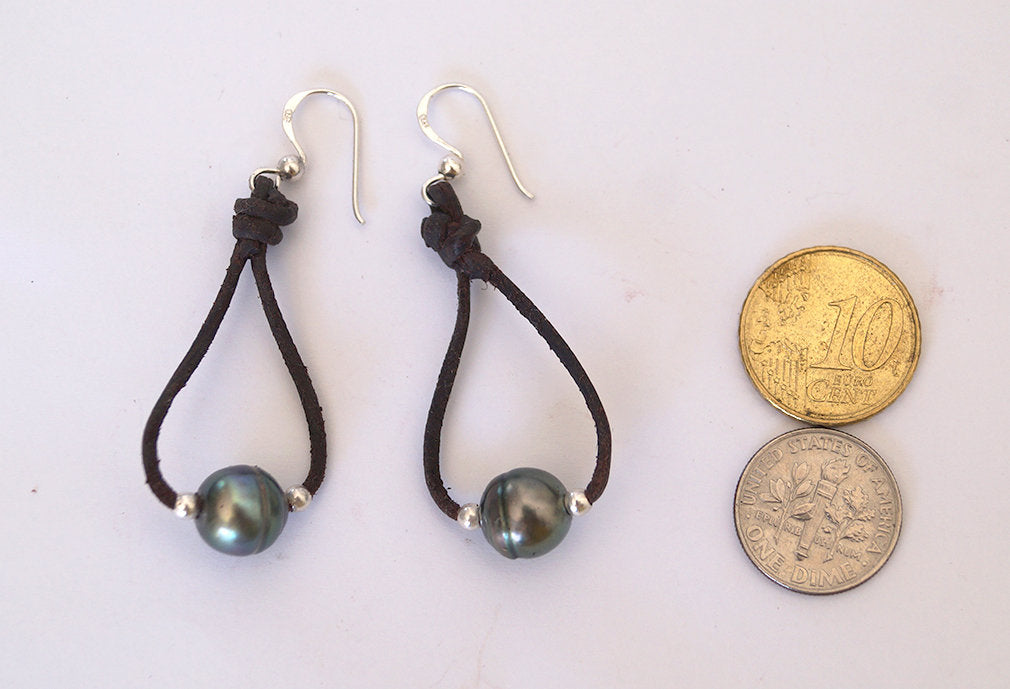 Boucles d'oreilles perles de Tahiti et argent 925 - Fiona