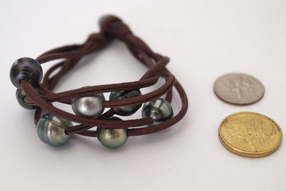 Mehrreihiges Armband mit sieben Tahitiperlen – Orphea