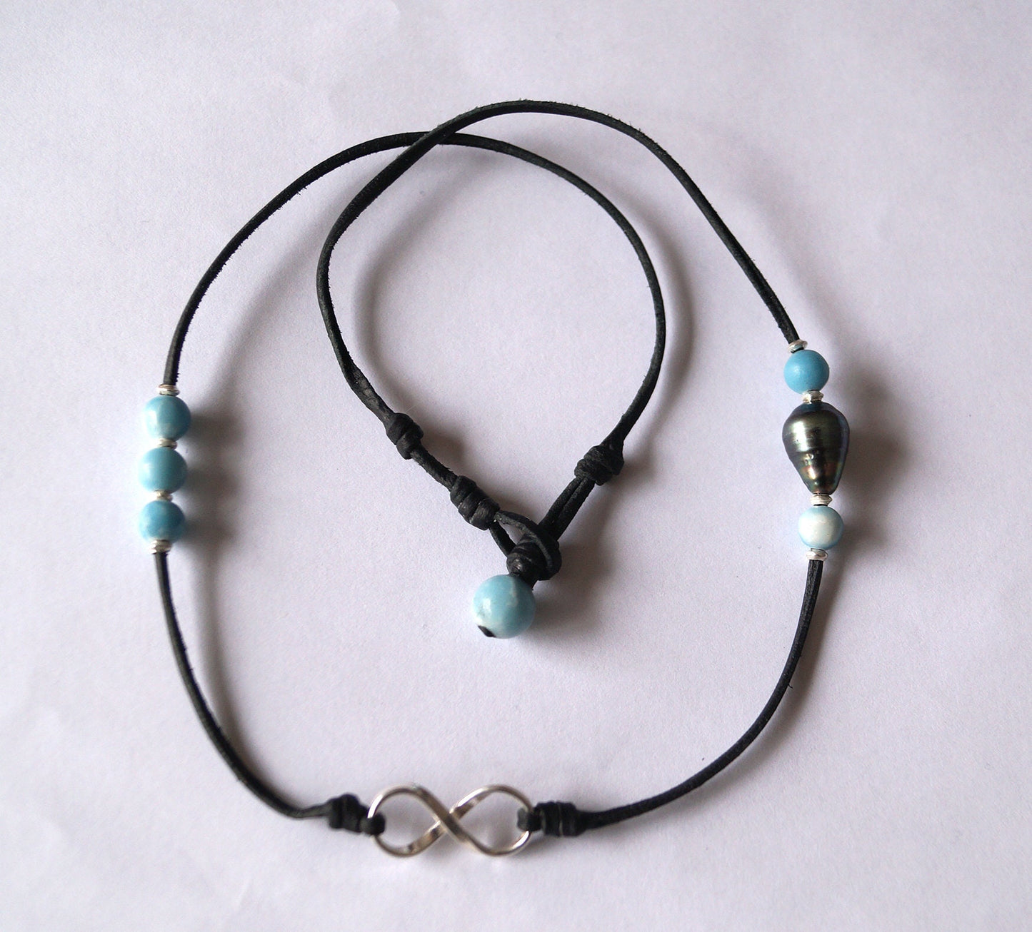 Tahitian Pearl Necklace - Larimar Choker - Anya