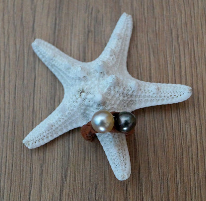 Bague duo de perle de Tahiti et Australienne - Eden