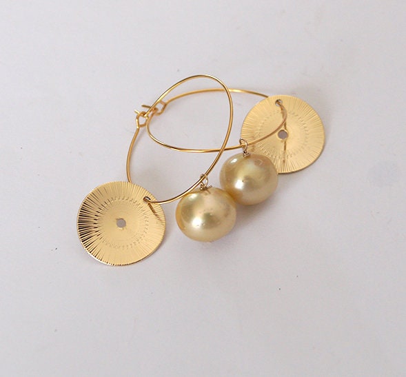 Boucles d'oreilles créoles avec perles Australiennes - Oria