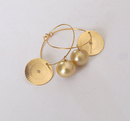 Boucles d'oreilles créoles avec perles Australiennes - Oria