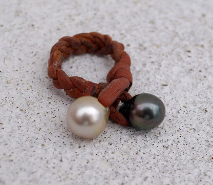 Bague duo de perle de Tahiti et Australienne - Eden