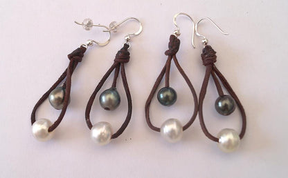 Earring with Tahitian pearls and white Australian pearls - Isia
