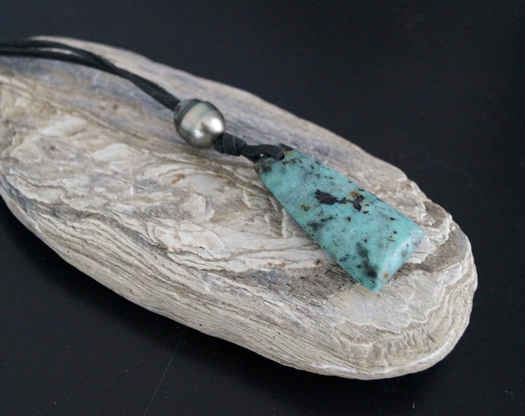 Tahitian Pearl Necklace - Lapis Lazuli Pendant - Turquoise - Marco