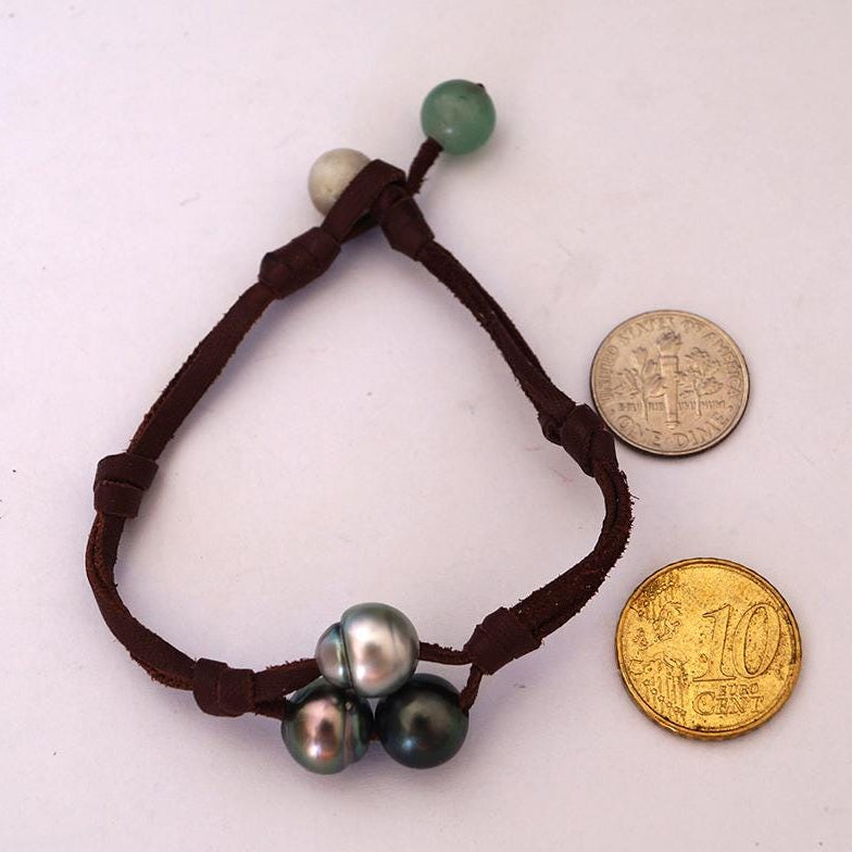 Bracelet trio de perles de Tahiti avec fermoir double - Betty