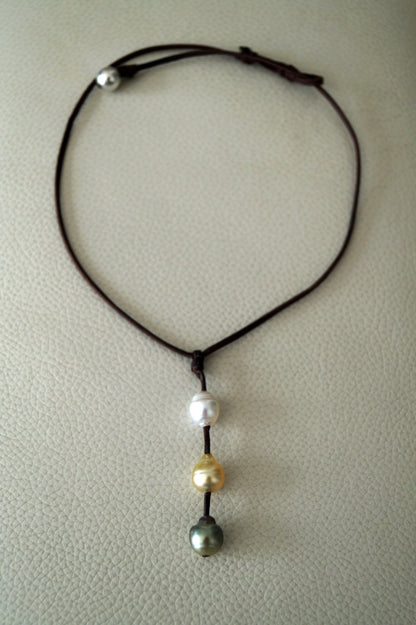 Collier dégradé de perles de Tahiti et Australiennes - Wanda