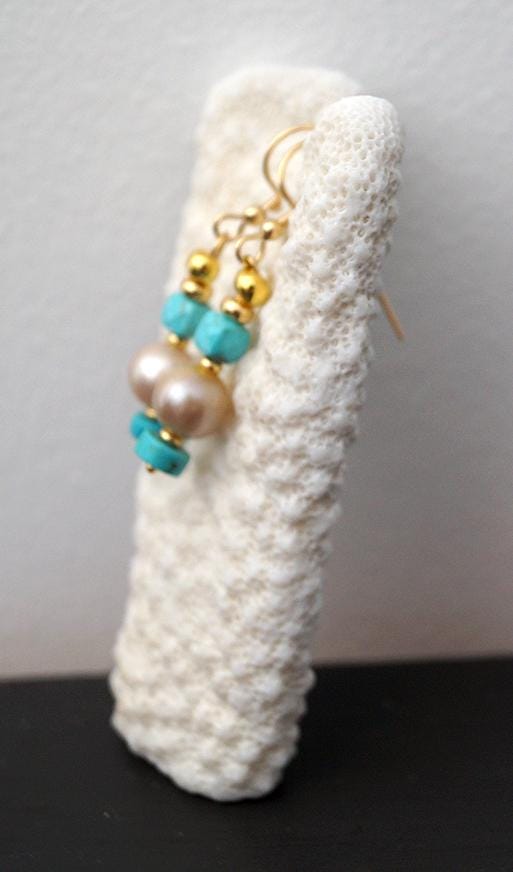 Boucles d'oreilles perle dorée australienne - Selva
