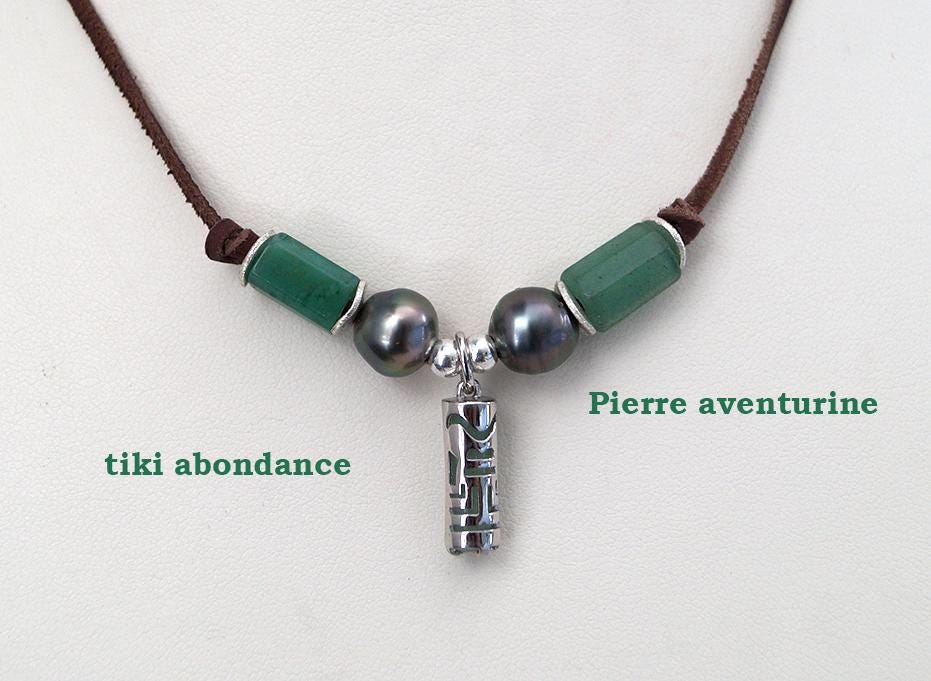 Collier tiki argent 925 et ses perles de Tahiti - Néo