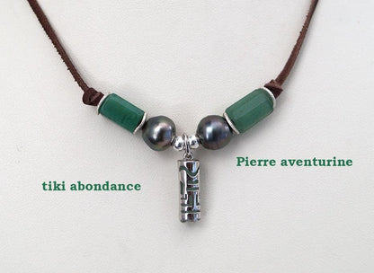 Collier tiki argent 925 et ses perles de Tahiti - Néo