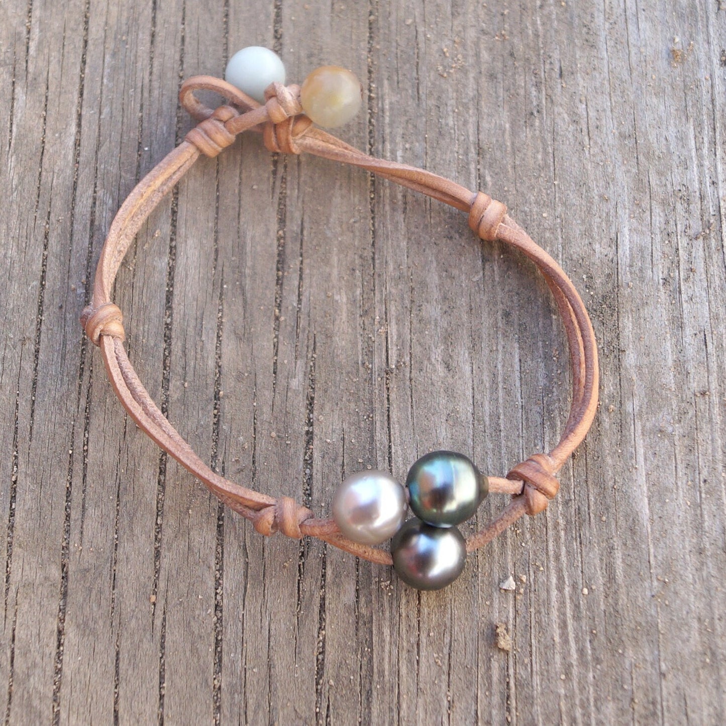 Bracelet trio de perles de Tahiti avec fermoir double - Betty