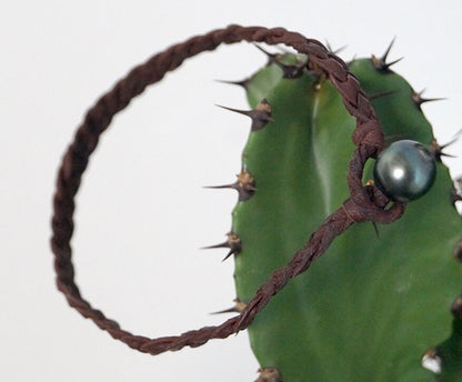 Bracelet tressé quatre brins plats et sa perle de Tahiti - Jerry