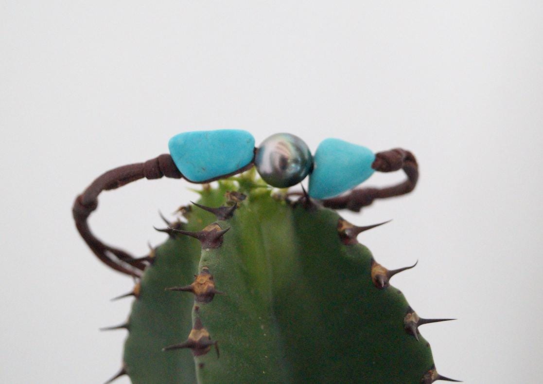 Bracelet perle de Tahiti et pépites turquoise - Talia