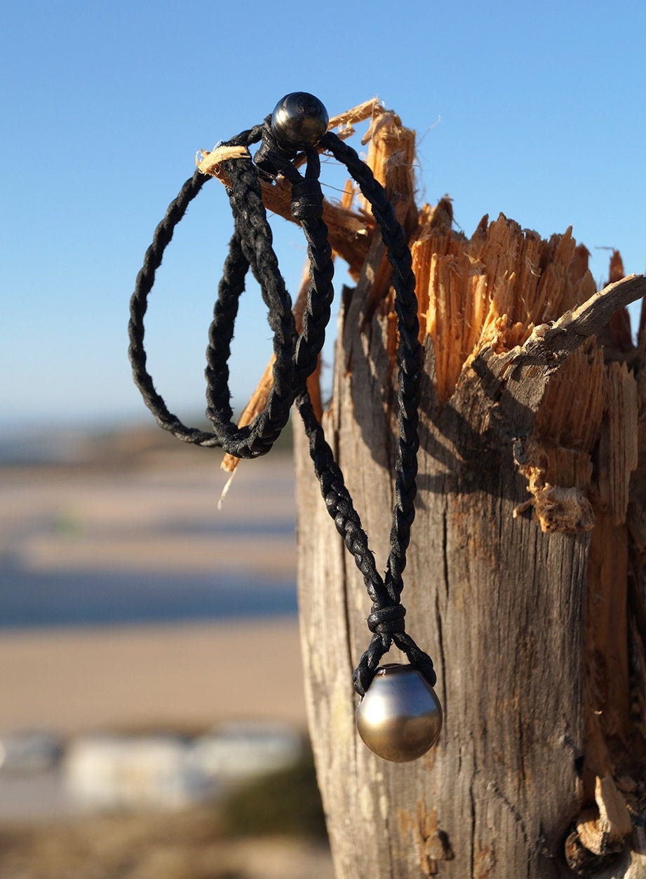 Collier ras de cou tressé fin et perle de Tahiti - Dana