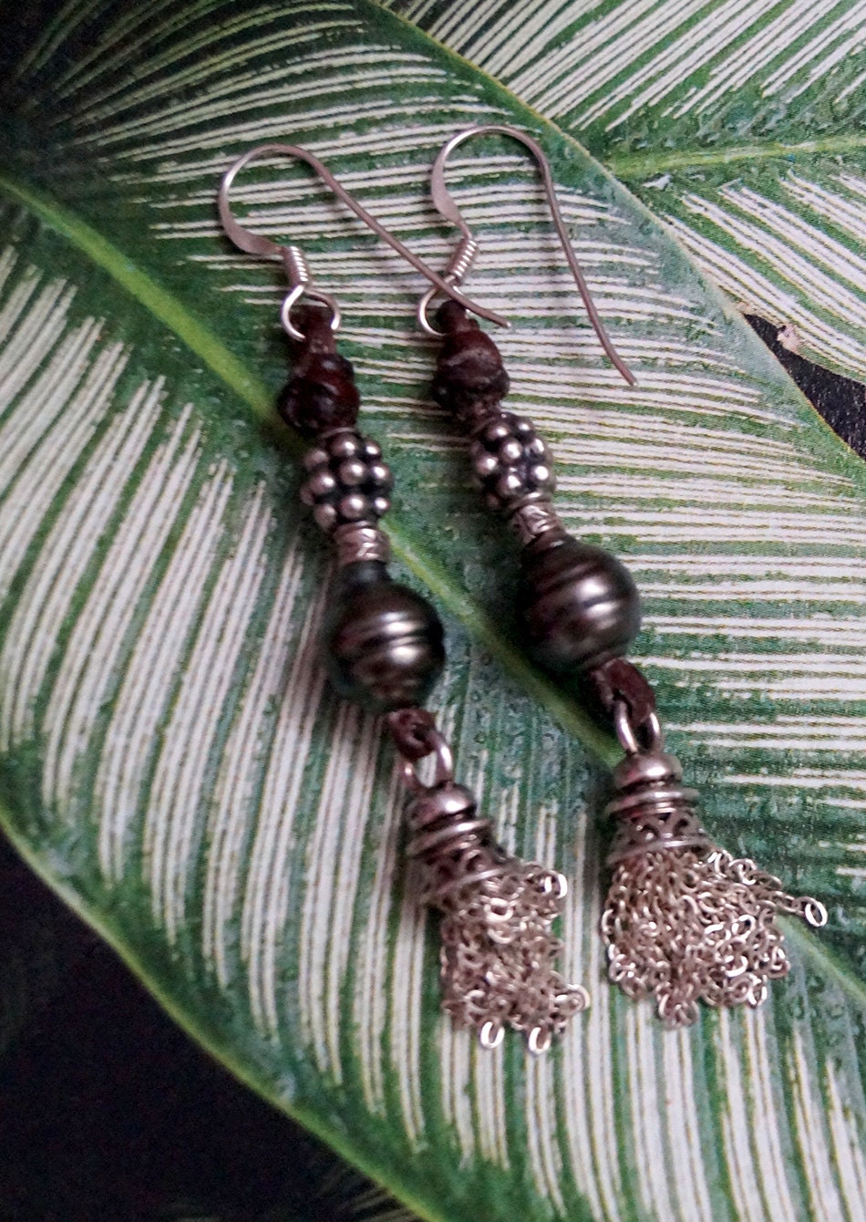 Boucles d'oreilles papilles avec perles de Tahiti - Yael
