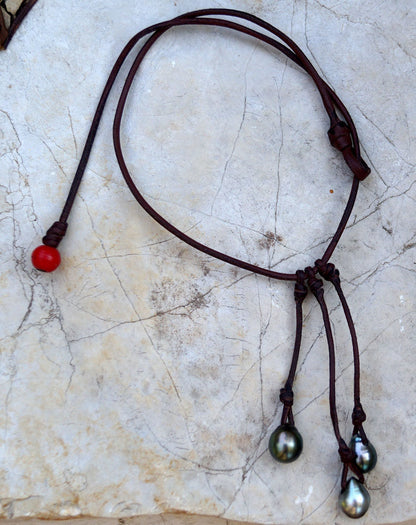 Collier ras de cou avec perles de Tahiti en grappe - Harper