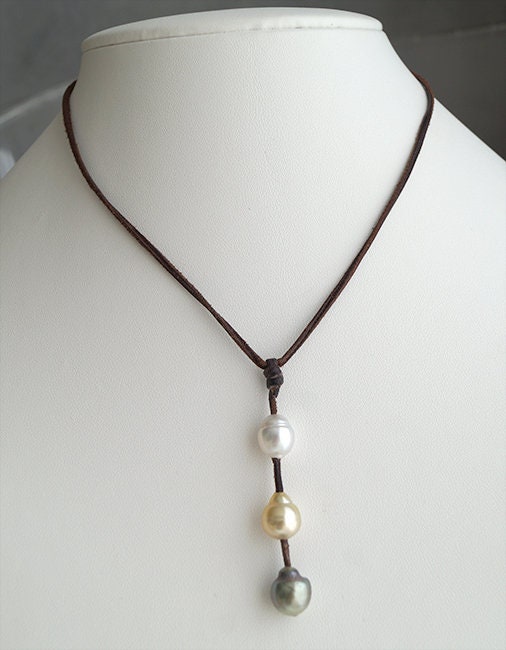 Collier dégradé de perles de Tahiti et Australiennes - Wanda