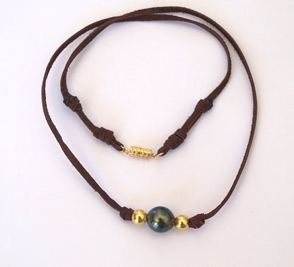 Collier perle de Tahiti avec fermoir or 14k - Iris