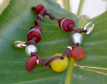 Bracelet coloré verre recyclé et perles Australiennes - Greta