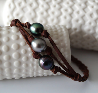 Bracelet trio de perles de Tahiti - Kaia