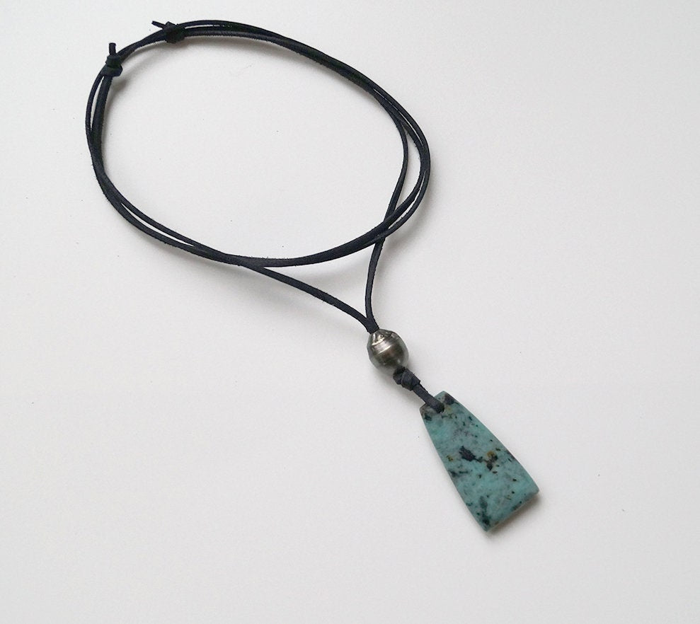 Tahitian Pearl Necklace - Lapis Lazuli Pendant - Turquoise - Marco