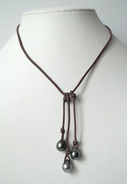 Collier ras de cou avec perles de Tahiti en grappe - Harper