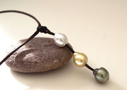 Collier dégradé de perles de Tahiti et Australiennes - Wanda