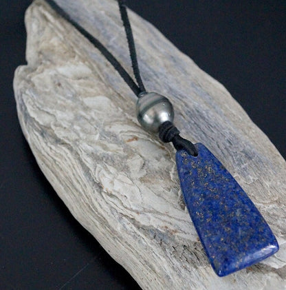 Tahitian Pearl Necklace - Lapis Lazuli Pendant - Turquoise - Marco