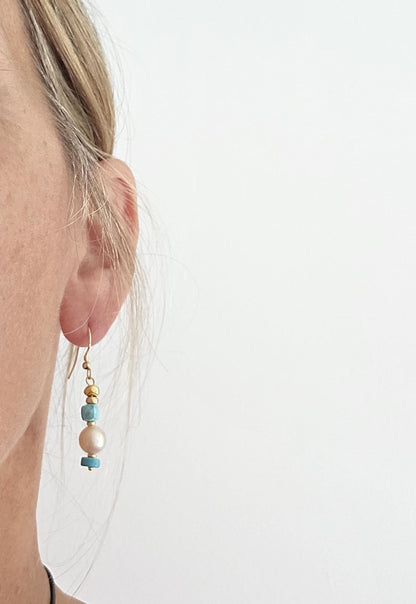 Boucles d'oreilles perle dorée australienne - Selva