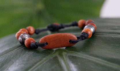 Tahitian Pearl Bracelet - Leather & Sandalwood - Azzo