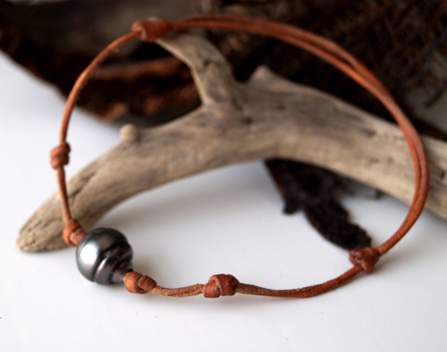 Bracelet de cheville ajustable avec perle de Tahiti - Luan