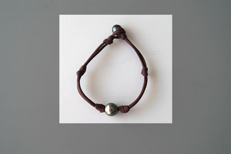 Tahitian Pearl Bracelet - Leather - Dino