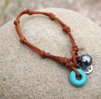 perle de tahiti et cuir