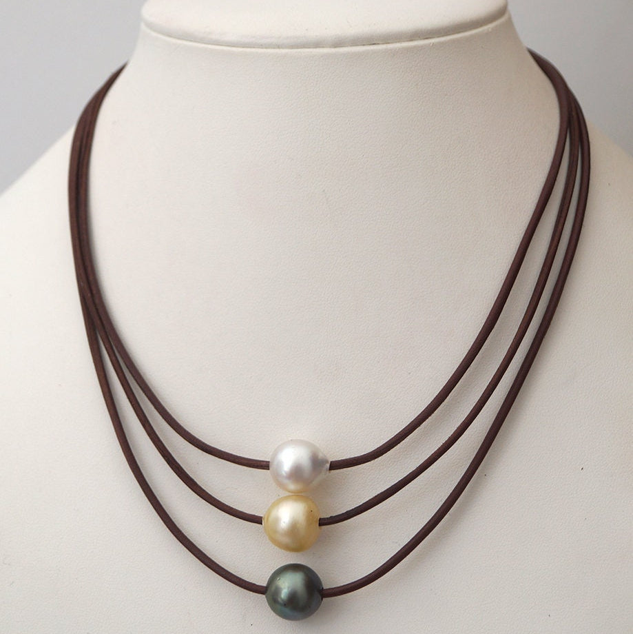 collier perle et cuir